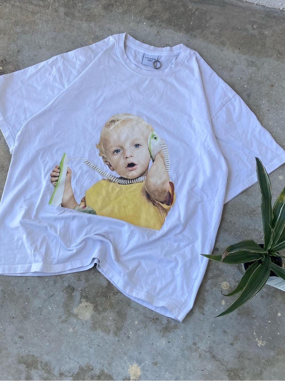 ADLV Acme De La Vie Baby Face Telephone T-Shirt White Oversized Tee XL